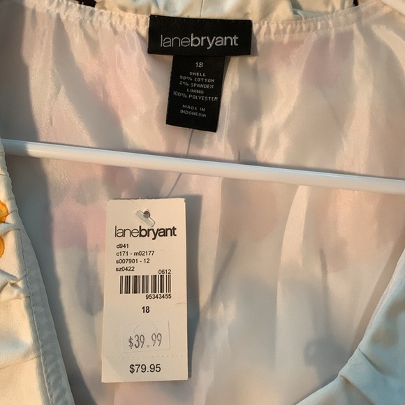 NWT Women’s Lane Bryant Size 18 Flowery Dress with V-Neck & Skinny Belt Included - Picture 6 of 11